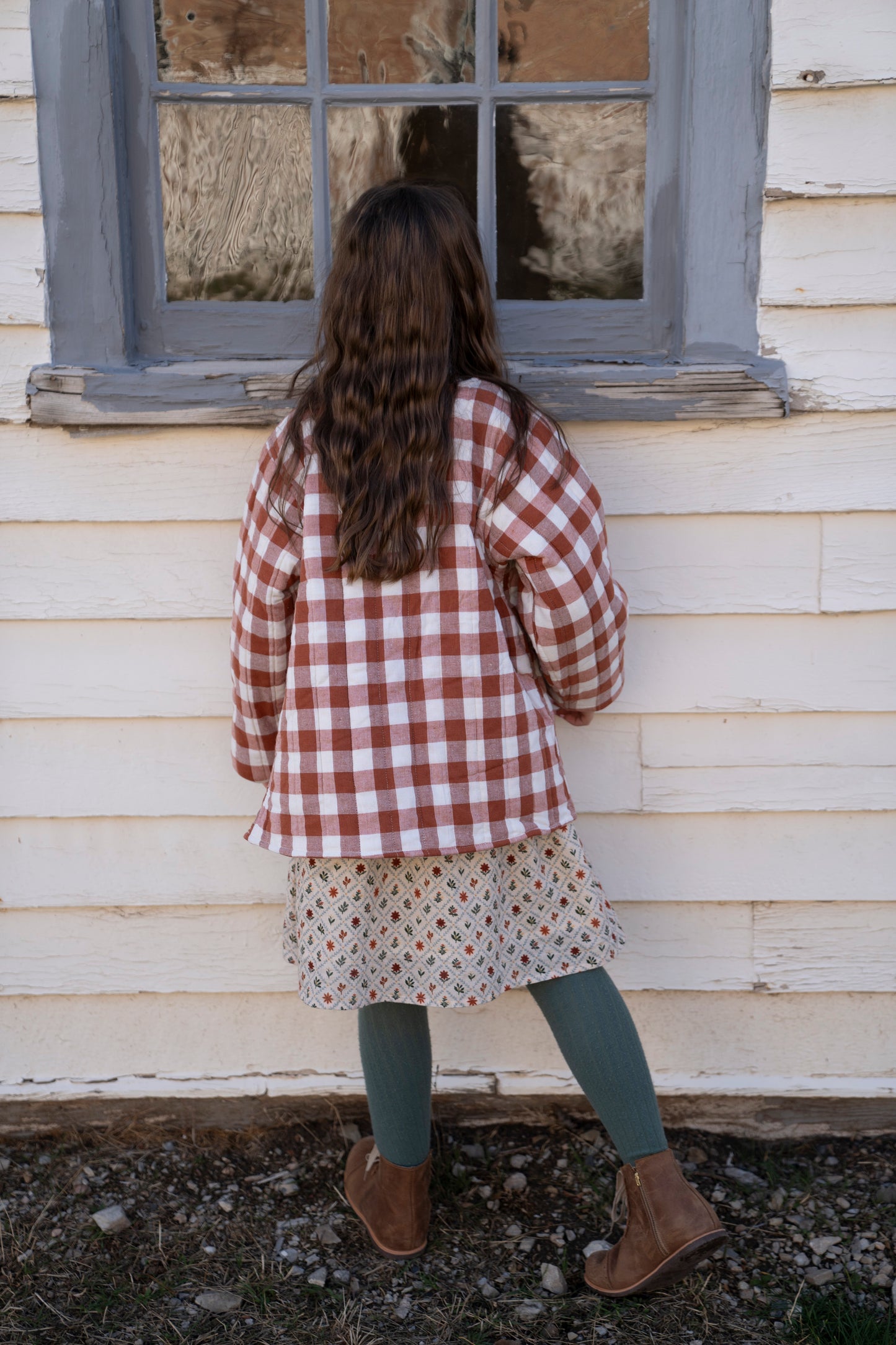 Girls Gingham Cotton Jacket